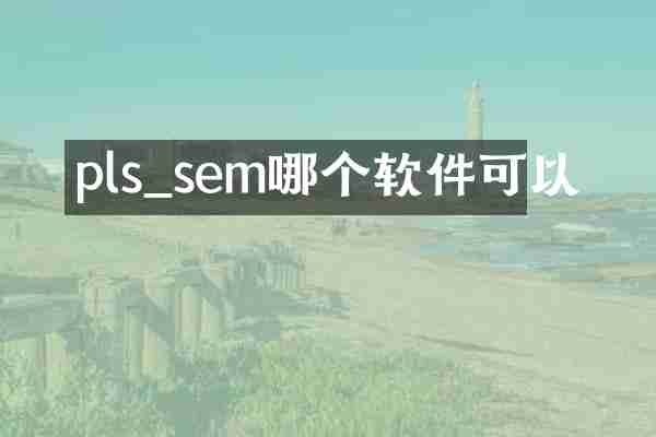 pls_sem哪个软件可以