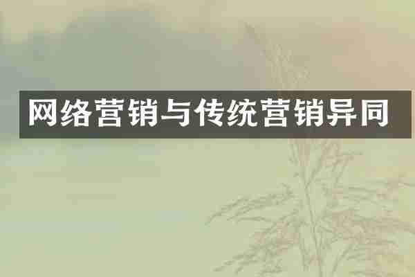 网络营销与传统营销异同