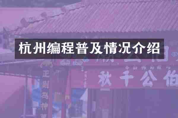 杭州编程普及情况介绍