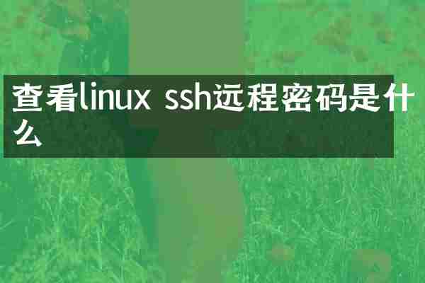 查看linux ssh远程密码是什么
