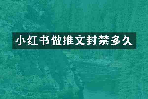 小红书做推文封禁多久