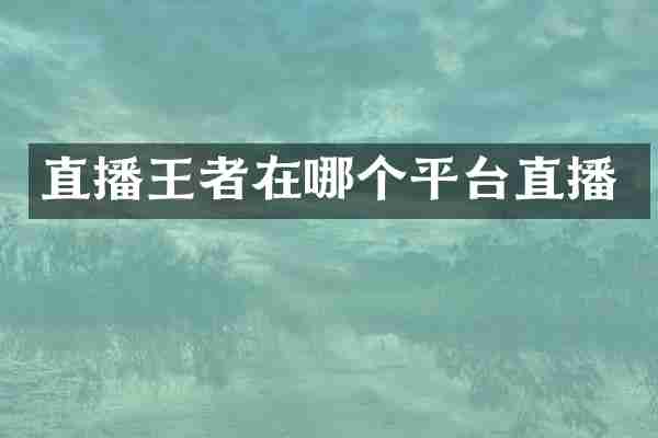直播王者在哪个平台直播