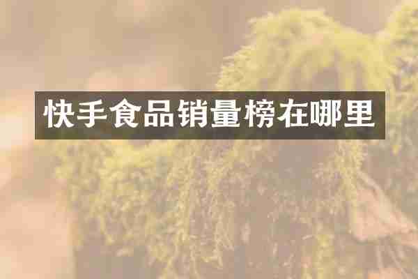 快手食品销量榜在哪里