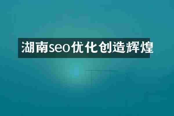 湖南seo优化创造辉煌