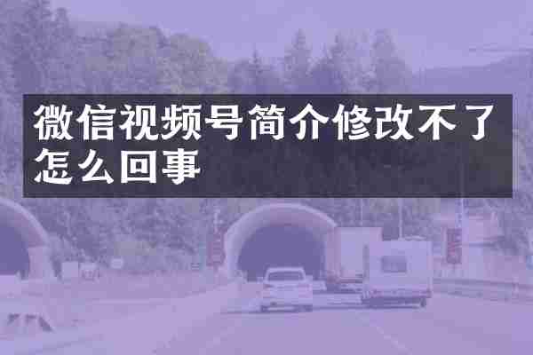 微信视频号简介修改不了怎么回事