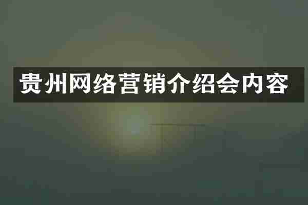 贵州网络营销介绍会内容