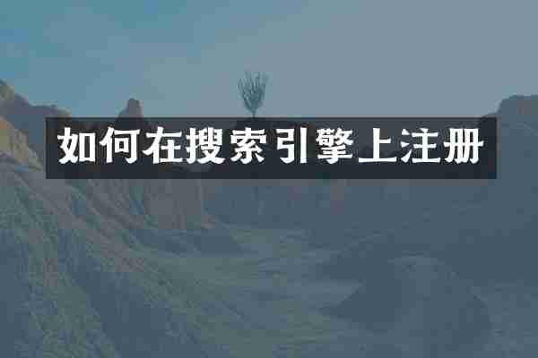 如何在搜索引擎上注册