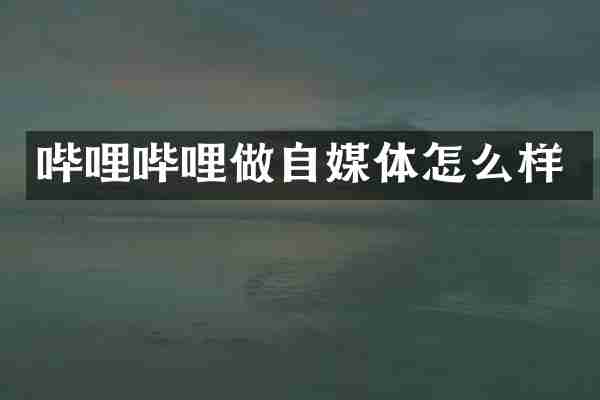 哔哩哔哩做自媒体怎么样