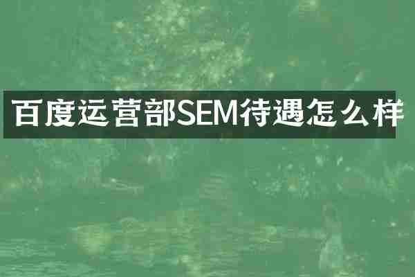 百度运营部SEM待遇怎么样