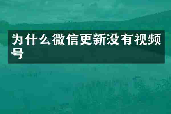 为什么微信更新没有视频号