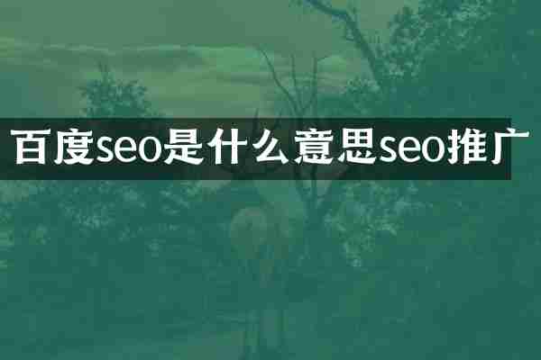 百度seo是什么意思seo推广