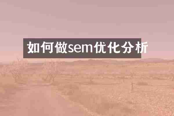 如何做sem优化分析