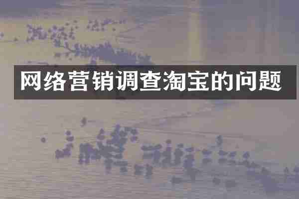 网络营销调查淘宝的问题