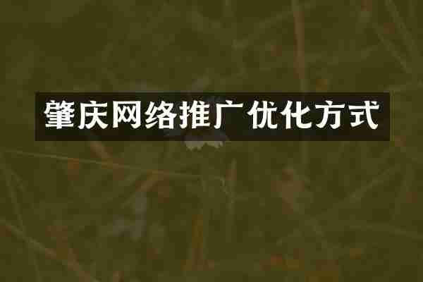 肇庆网络推广优化方式