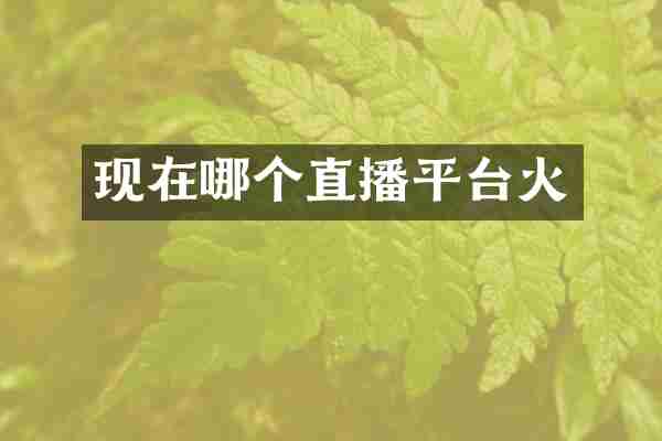 现在哪个直播平台火