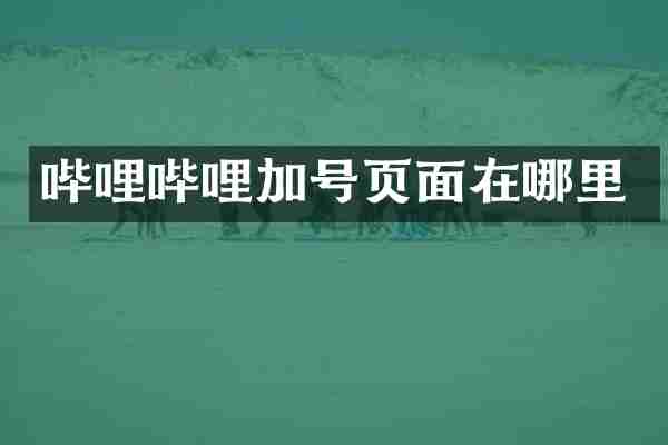 哔哩哔哩加号页面在哪里