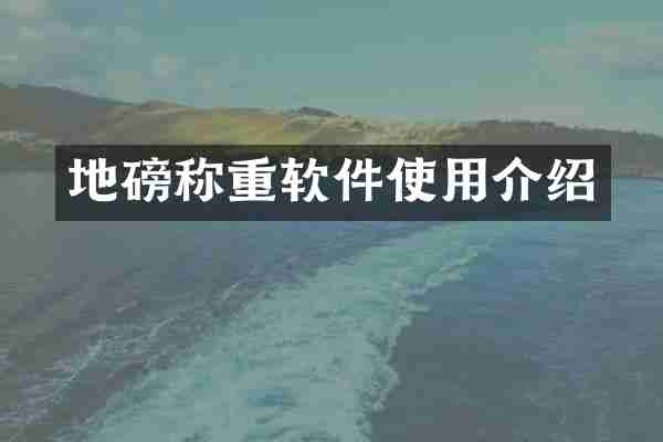 地磅称重软件使用介绍