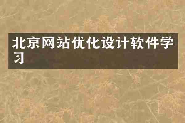 北京网站优化设计软件学习