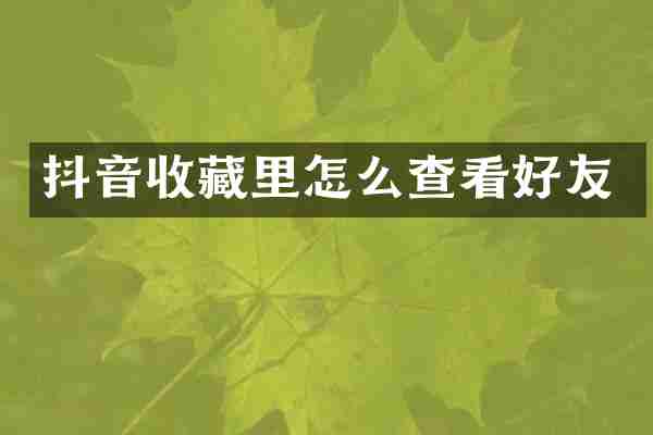 抖音收藏里怎么查看好友