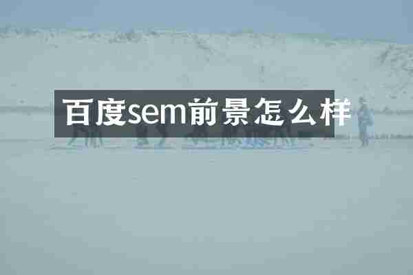 百度sem前景怎么样