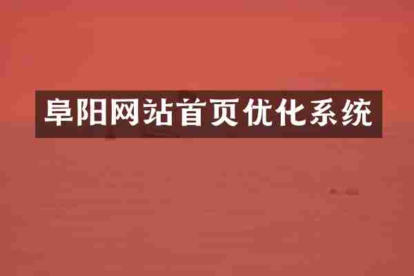 阜阳网站首页优化系统