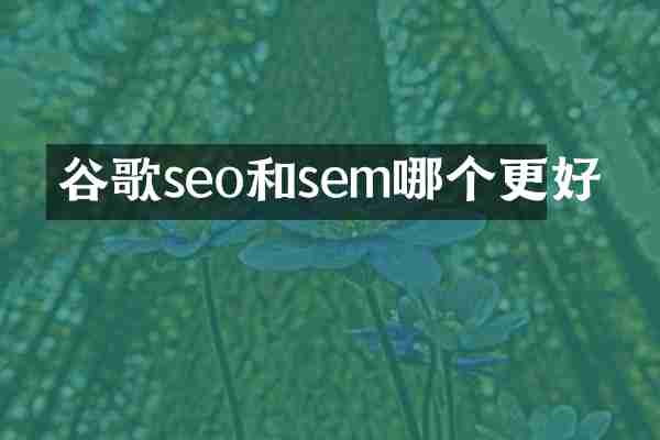 谷歌seo和sem哪个更好