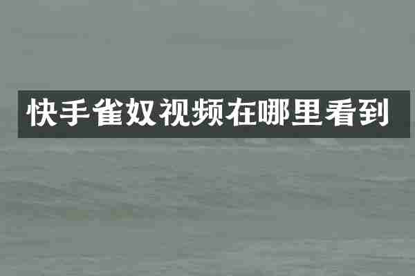 快手雀奴视频在哪里看到