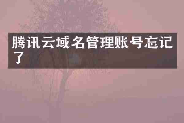 腾讯云域名管理账号忘记了