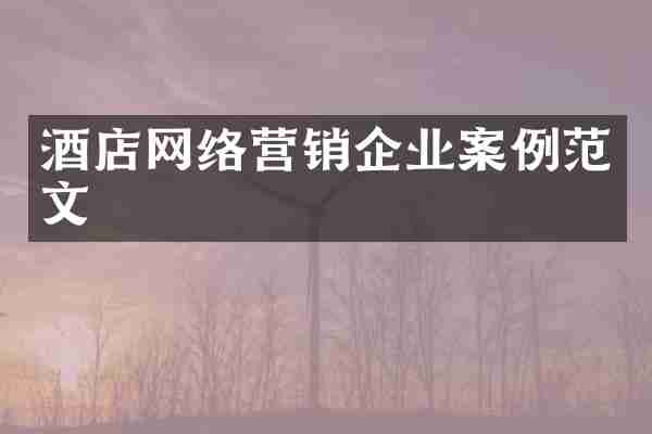 酒店网络营销企业案例范文
