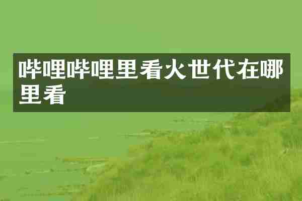哔哩哔哩里看火世代在哪里看