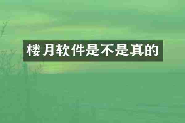 楼月软件是不是真的