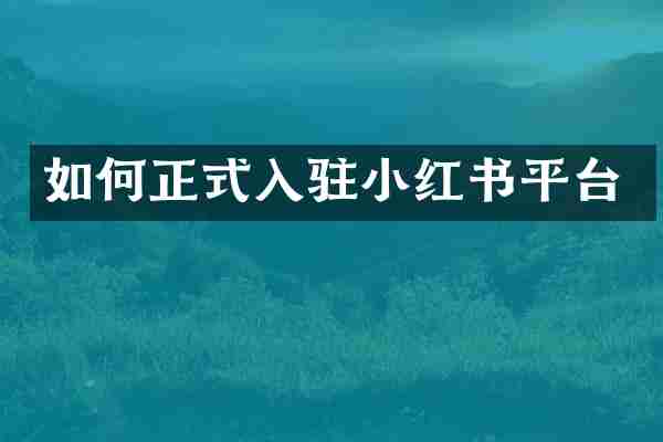 如何正式入驻小红书平台