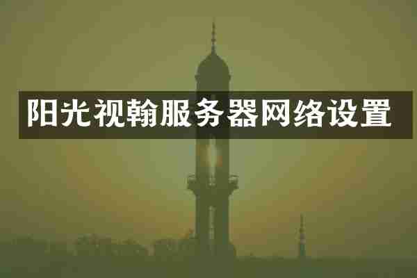 阳光视翰服务器网络设置