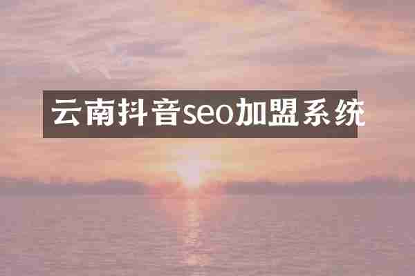 云南抖音seo加盟系统
