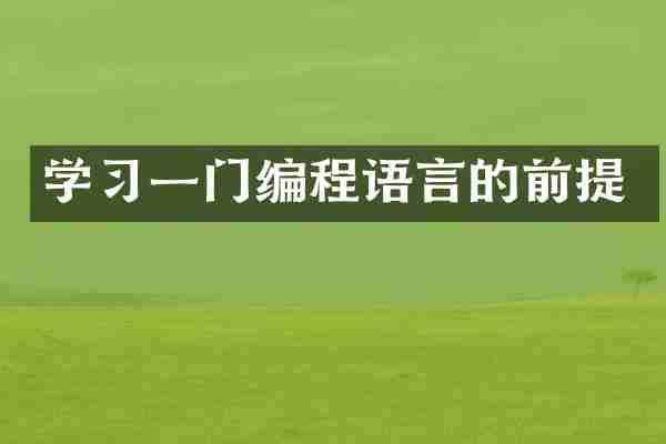 学习一门编程语言的前提