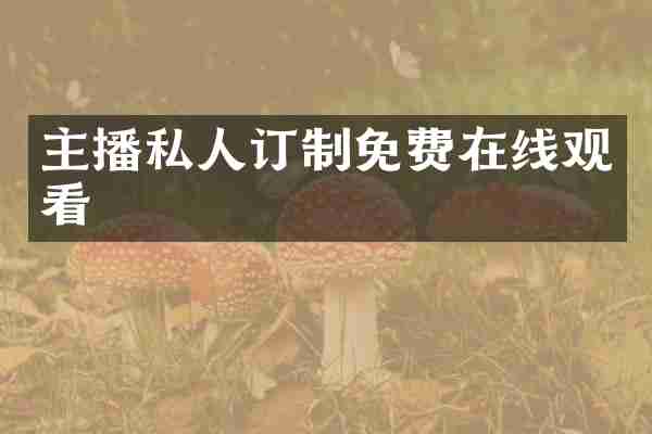 主播私人订制免费在线观看