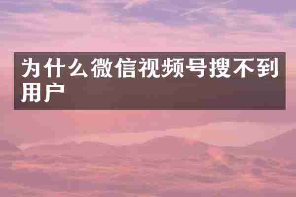 为什么微信视频号搜不到用户