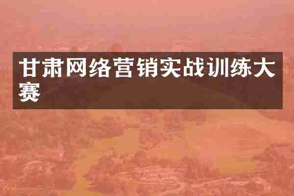 甘肃网络营销实战训练大赛