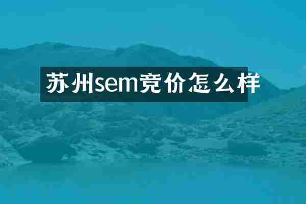 苏州sem竞价怎么样