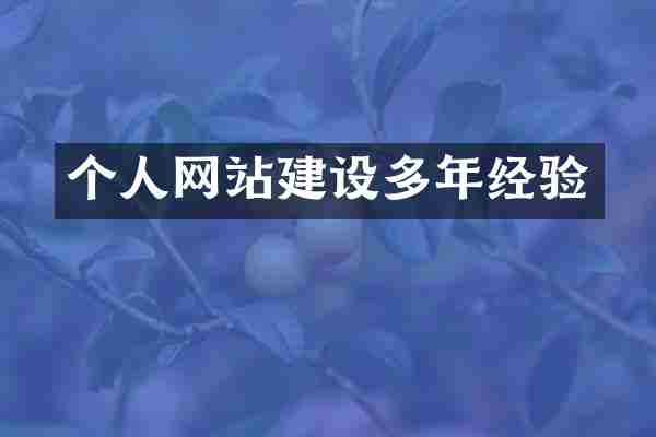 个人网站建设多年经验