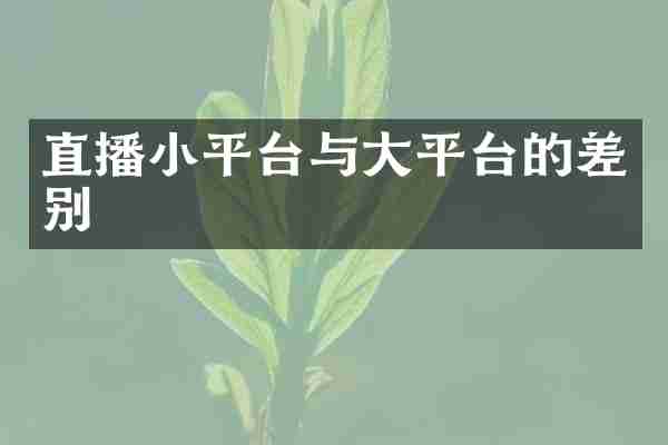 直播小平台与大平台的差别