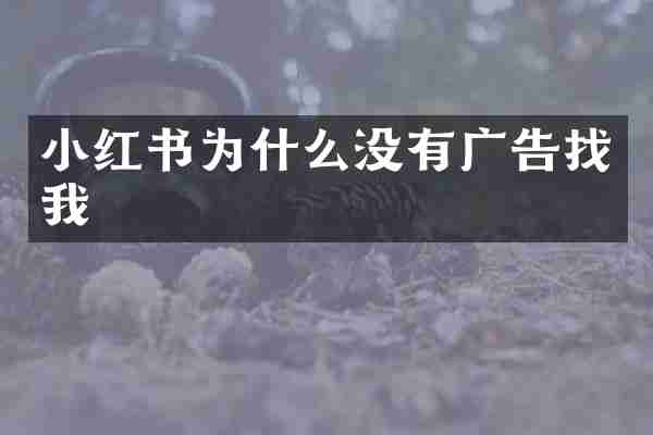 小红书为什么没有广告找我