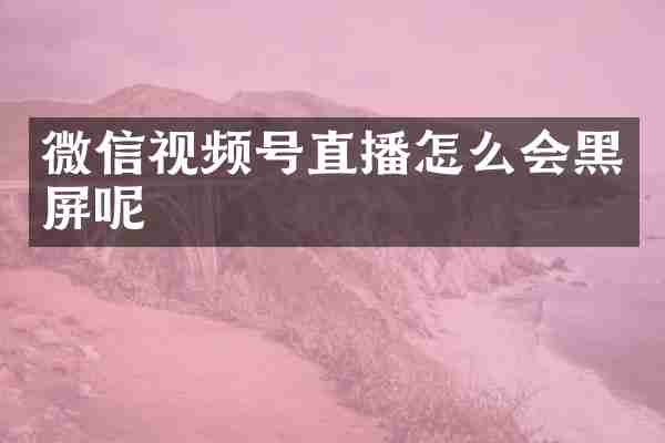 微信视频号直播怎么会黑屏呢