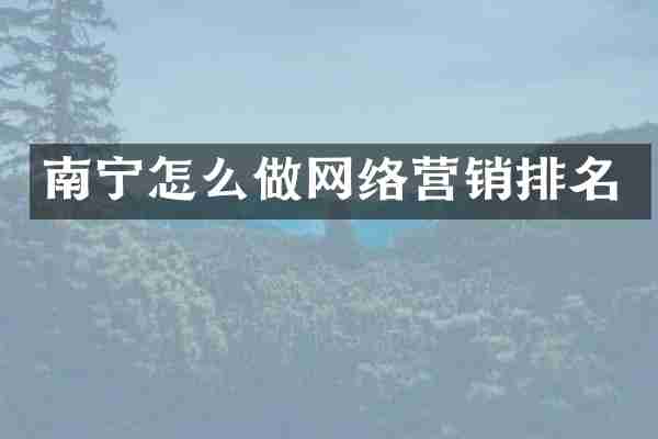 南宁怎么做网络营销排名