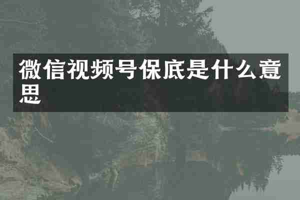 微信视频号保底是什么意思