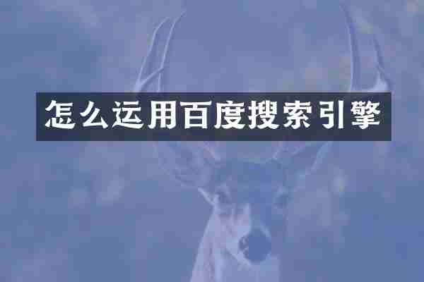 怎么运用百度搜索引擎