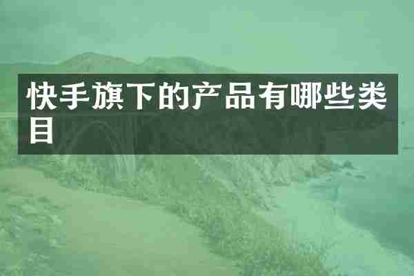 快手旗下的产品有哪些类目