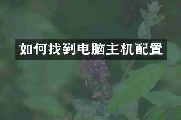 如何找到电脑主机配置
