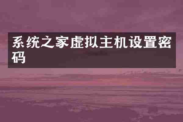 系统之家虚拟主机设置密码