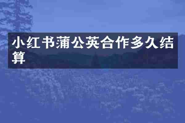 小红书蒲公英合作多久结算